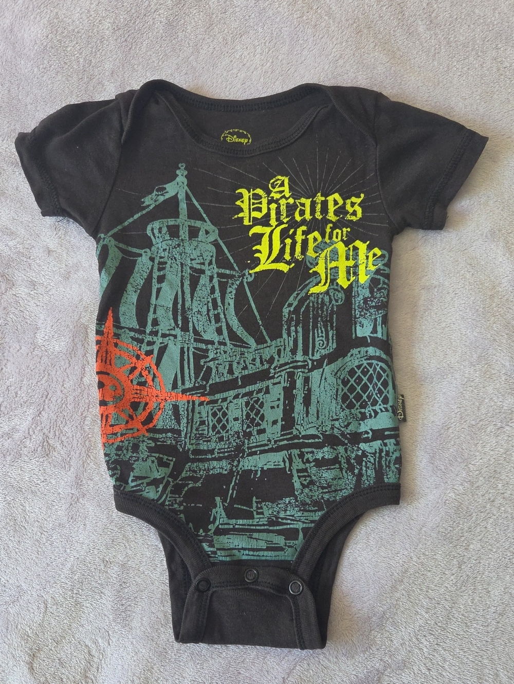 Disney Parks Pirates of the Caribbean "Pirates Life for Me" Baby Bodysuit Onesie